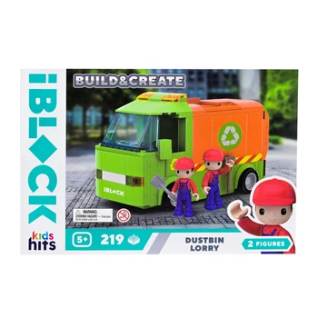 Конструктор "Мусоровоз" KH17/005/1 Build & create Dustbin lorry IBLOCK, 219 деталей, в коробке (4897126753622)