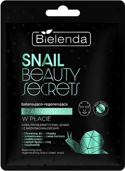 Балансирующая и регенерирующая черная тканевая маска - Bielenda Snail Beauty Secrets Black Sheet Mask Балансирующая и регенерирующая черная тканевая маска (1шт) (1228003-1929324756-2)