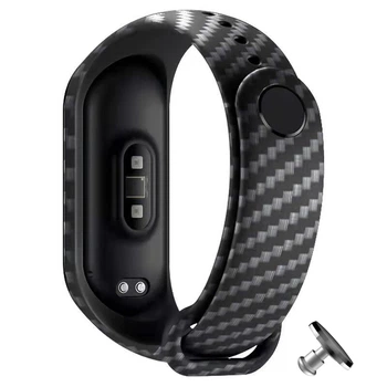 Ремінець силіконовий для фітнес браслета Xiaomi Mi Band 5/6/7 Silver Carbon з металевою кнопкою (mrk2503)