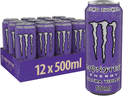 Упаковка безалкогольного енергетичного напою Monster Energy Ultra Violet 500 мл х 12 банок енергетик