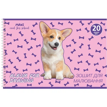Альбом для рисования Maxi А4 на спирали 20 листов, 100г/м2 (MX60926)