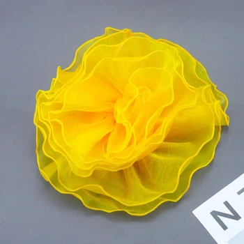 Брошь Цветок 28 см из сеточки yellow Аксессуар для одежды BK462-Y