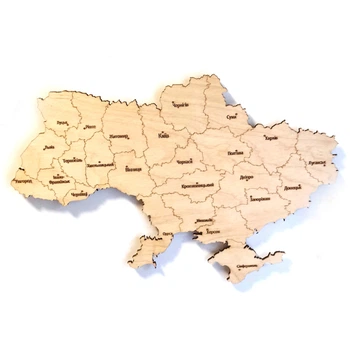 Магнит на холодильник из дерева с гравировкой Карта Украины 30х20 см (EW817544792)