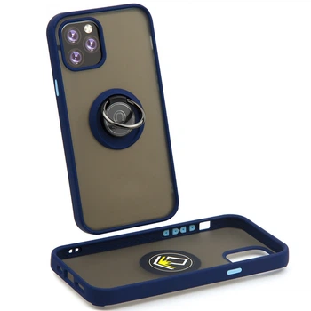 Чохол Fiji Colorframe для Apple iPhone 12 матовий бампер з кільцем підставкою Dark Blue