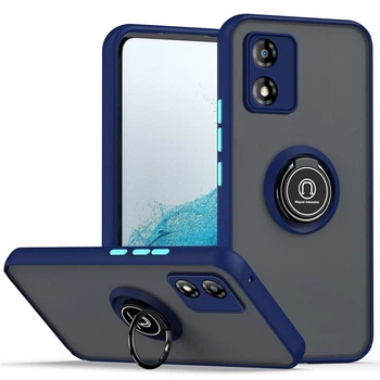 Чехол Fiji Colorframe для Motorola E13 матовый бампер с кольцом подставкой Dark Blue