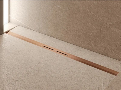 Повний душовий комплект трапу TECEdrainprofile Brushed Gold Optic 80 см з низьким сифоном DN40 і ніжками