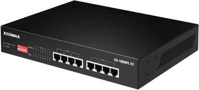 Комутатор Edimax Long Range 8-Port Gigabit Ethernet PoE+ Switch with DIP Switch Black (GS-1008PL V2)