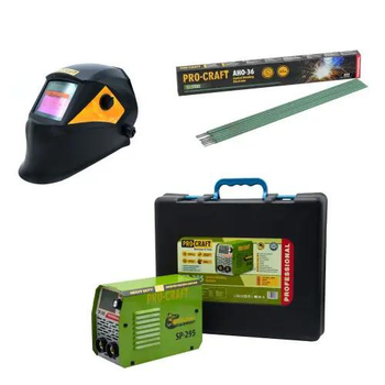 Инверторный сварочный аппарат Procraft SP295 (КЕЙС) + Маска SHP90-30 NEW + Электроды Procraft AHO36 1кг 3мм