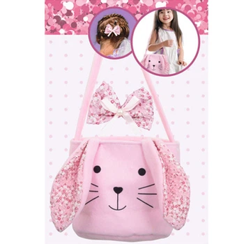Плюшевая сумка Bambi SK090D P с заколкой бантом, Зайчик (SK090D-RT)
