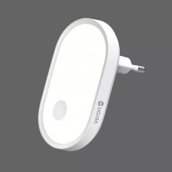 Ночник в розетку Veron U2 (220в, 0.5W, 3500К, 360°, регулировка яркости, датчик света, экономный светильник) - Белый