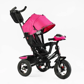 Велосипед трехколесный с родительской ручкой Best Trike (3390 - 33-908) надувные колеса, музыкальная фара USB, пульт