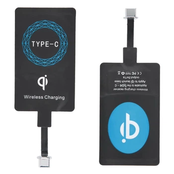 Приемник ресивер Qi для беспроводной зарядки USB Type-C 1000mA Strong Black/Blue (48796)