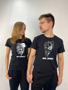 Футболки хлопці "Her Joker/His Harley", М, XL, Чорний (539)