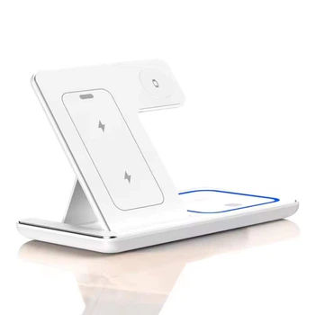 Беспроводная зарядная станция 15W 3 в 1 для iPhone, Apple Watch, AirPods Pro, Samsung и устройств с функцией беспроводной зарядки Qi white