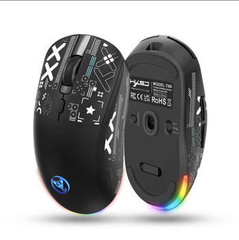 Мышь беспроводная, бесшумная HYSJ Т90 с аккумулятором и подсветкой 2,4G+Bluetooth bleck/черная (II) 33798
