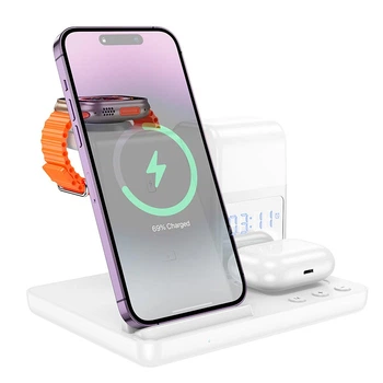 Зарядка Qi HOCO Crown 3-in-1 night light wireless fast charger with clock cq9 |15W| белая