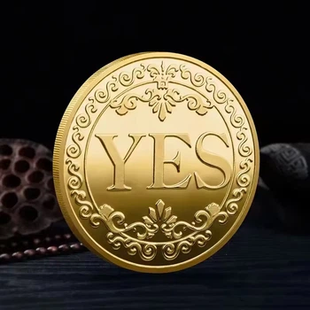 Сувенірна подарункова монета Yes/No (Так/Ні), монета для прийняття рішень, сувенір, у чохлі-капсулі, золото