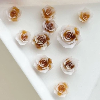 Шарм для декору нігтів Троянда White Rose Мікс Розмірів (10 штук)