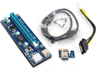 Райзер Ver. 009S PCI-E 1x до 16x з LED індикаторами 77401