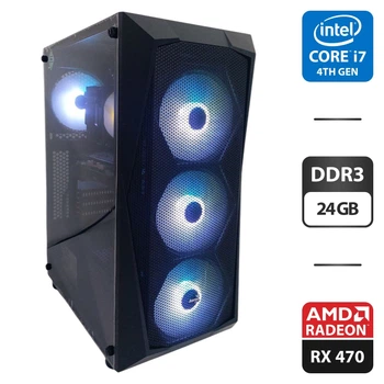 Игровой ПК AeroCool PGS FALCON-A-BK-V1 FRGB Tower / Intel Core i7-4770 (4 (8) ядра по 3.4 - 3.9 GHz) / 24 GB DDR3 / 480 GB SSD + 500 GB HDD / AMD Radeon RX 470, 4 GB GDDR5, 256-bit / 350W б/у