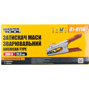 Затискач маси Mastertool 300А American (гумові ручки) (81-0116)