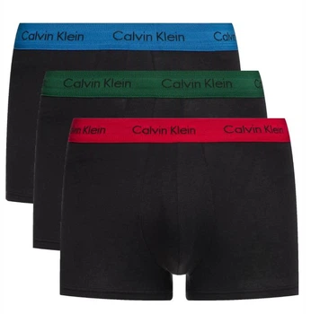 Набір чоловічих трусів боксерів Calvin Klein men boxer 3 шт в наборі, розмір М чорні, з кольоровим поясом зеленим, синім, червоним.