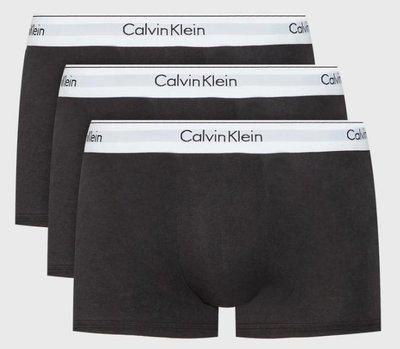 Набір чоловічих трусів боксерів Calvin Klein men boxer 3 шт, розмір М чорні, з сірим поясом.