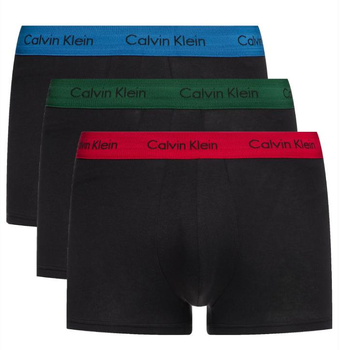Набір чоловічих трусів боксерів Calvin Klein men boxer 3 шт в наборі, розмір М чорні, з кольоровим поясом зеленим, синім, червоним.