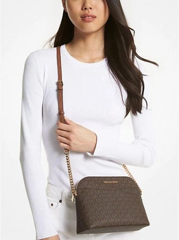 Сумка крос-боді жіноча Michael Kors Jet Set Travel Medium Logo Dome Crossbody Bag Коричневий (656365)