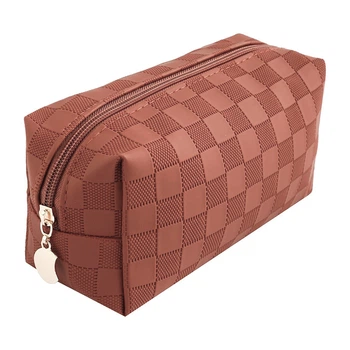 Женская косметичка Lesko 34030 Brown несессер органайзер дорожная бьюти кейс