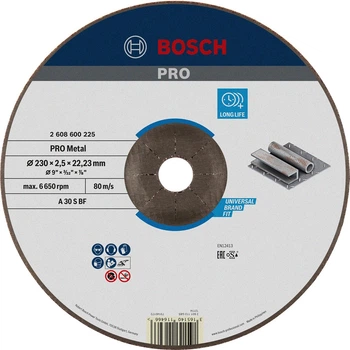 Отрезной круг Bosch PRO Metal 230x2.5x22.23 мм (2608600225)