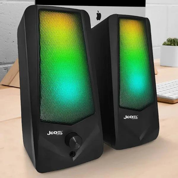 Комп'ютерні колонки JEDEL S52З USB акустична система із RGB- підсвіткою для ПК та ноутбука комплект акустики для комп'ютера чорні