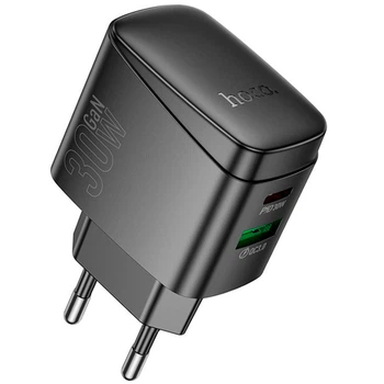 Мережевий зарядний пристрій Hoco CS61A PD30W Gan+QC3.0 USB/Type-C швидка зарядка Чорний