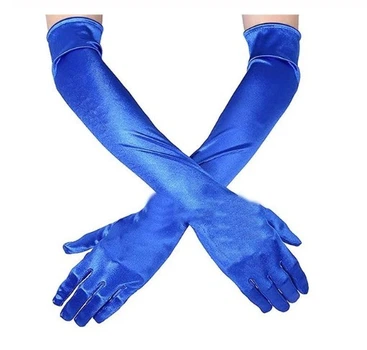 Рукавички атласні вище ліктя сині (ATL53-blue)