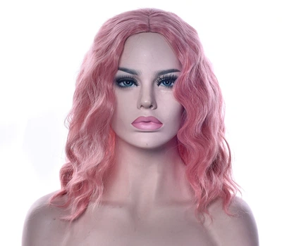 Парик средней длины волнистый без челки розовый (KRW-pink)