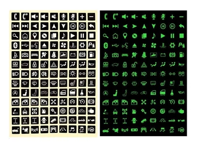 Стікери флуоресцентні що світяться наклейки на кнопки автомобіля Car Button Stickers 117 штук на блістері