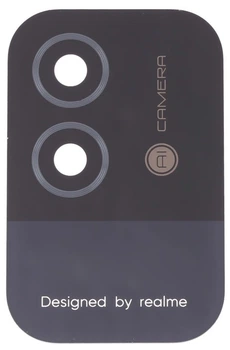 Стекло камеры Realme Narzo 50i без рамки High Copy черное Carbon Black