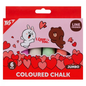 Мел Yes Мел цветной Line Friends 6 шт JUMBO (400496)