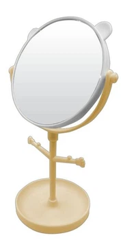 Дзеркало косметичне настільне двостороннє Beauty LUXURY M-023 двостороннє жовте на довгій ніжці з 3Х збільшенням,14 см