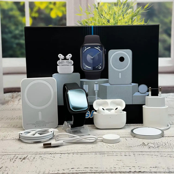 Набор комплект Megabox 6в1 Smart Watch 9 Наушники Air pro 2 Павербанк Блок питания черный