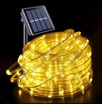 Уличная гирлянда Трубка на солнечной батарее 7 метров 50 LED теплый белый