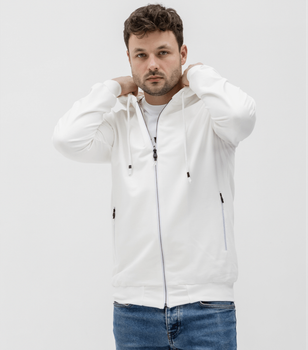 Мужская кофта на молнии с карманами - HECTOR - 17324 - XL - Молочный