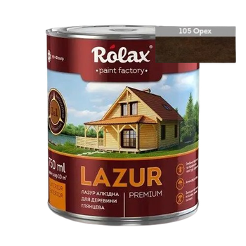 Лазурь для древесины алкидная Rolax «LAZUR» орех 2 л