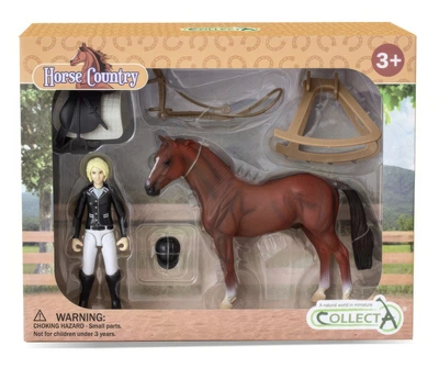 Набір ганноверський жеребець з наїзницею, сідлом та аксесуарами Collecta 84244