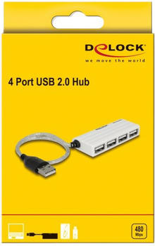 USB Hub Delock USB 2.0 External Hub 4 Port White (4043619874453)