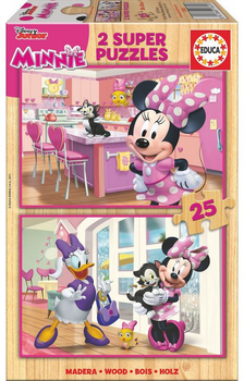 Zestaw puzzli drewnianych Educa Borras Disney Minnie and The Happy Helpers 26 x 18 cm 2 x 25 elementów (8412668176256)