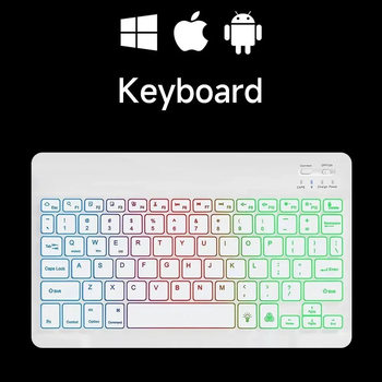 Клавіатура Бездротова Bluetooth Koyo з RGB підсвічуванням для ПК, планшета, телефону (універсальна) Білий Рус/Eng