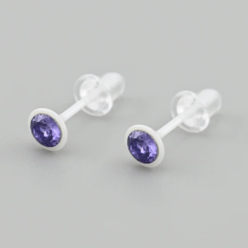 Серьги гвоздики с кристаллами Swarovski 49230 размер 5х5 мм цвет фиолетовый белая керамика вес 0.5 г