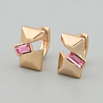 Серьги с кристаллами Swarovski Кимберли 49201 размер 13х9 мм цвет розовый вес 3.3 г позолота 18К