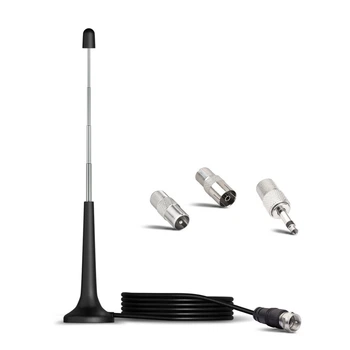 Антенна телескопическая 72-868 МГц 15dBi с магнитом 12-36см F IEC Male Female для Т2 DVB-T HDTV FM радио авто